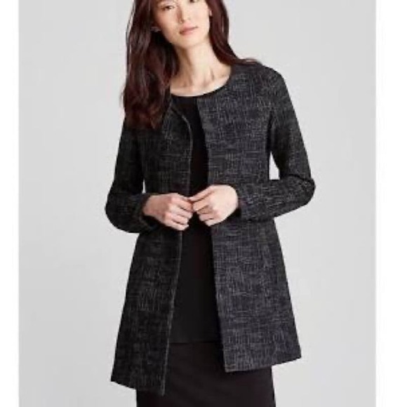 Eileen Fisher Jackets & Blazers - Eileen Fisher Crosshatch Stretch Top Coat Tencel Organic Cotton